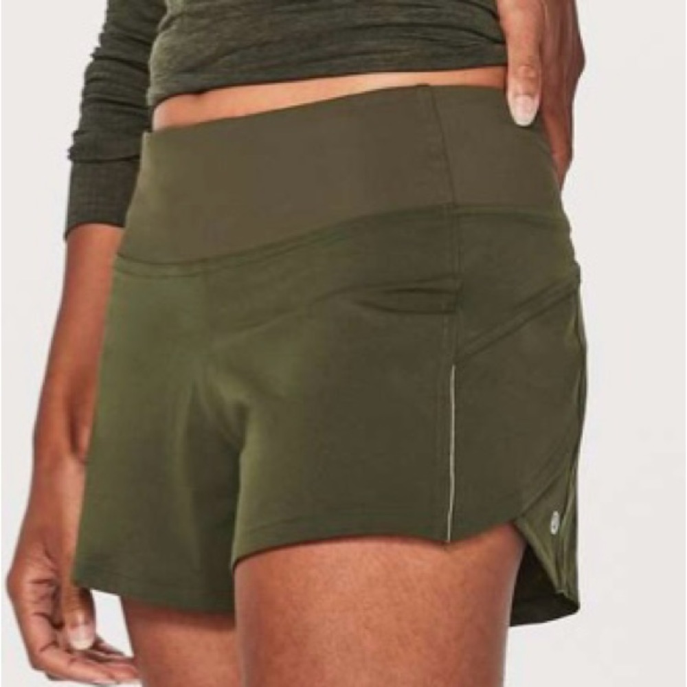 LULULEMON Morning Miles Dark Olive Green Women's Shorts 3”